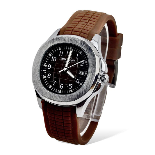 Aquatic Steel Watch — Brown Strap
