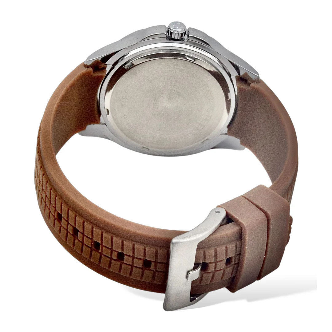 Aquatic Steel Watch — Brown Strap