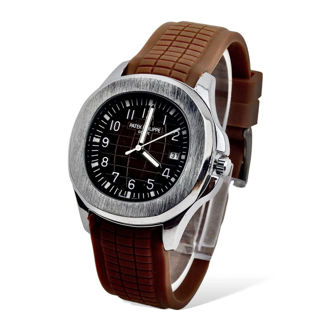 Aquatic Steel Watch — Brown Strap